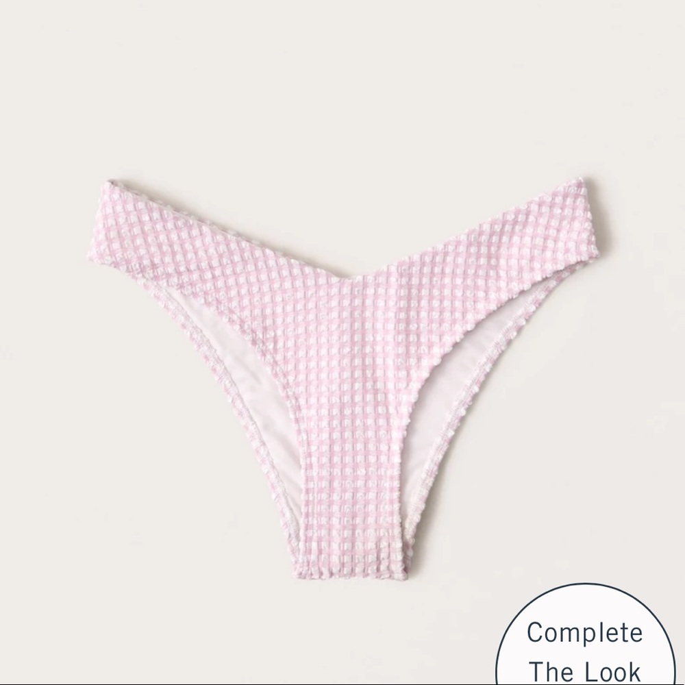 NWT Abercrombie High-Leg Cheeky Bottom in Light Pink Gingham